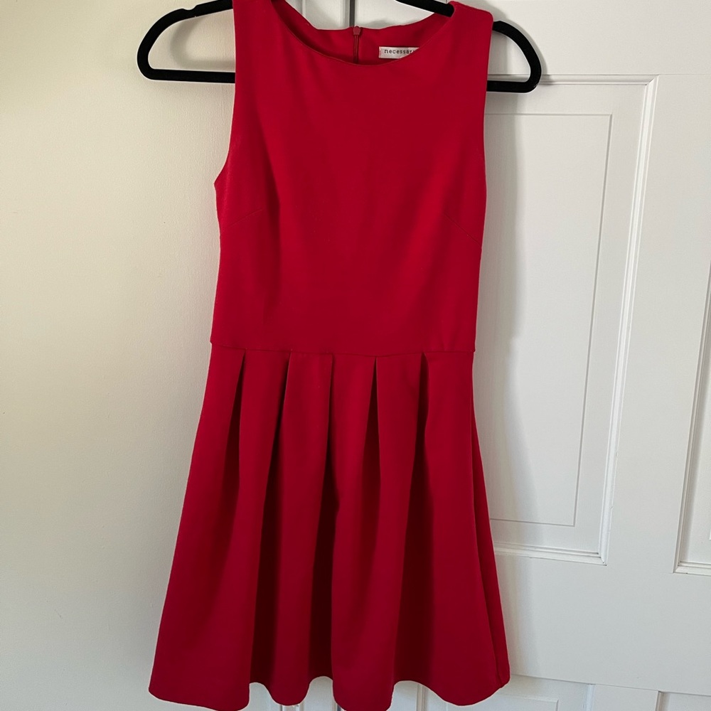 Red Skater Mini Dress High Neck